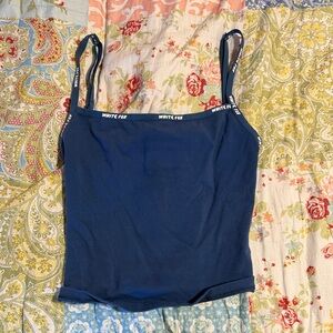 White fox navy blue tank top
